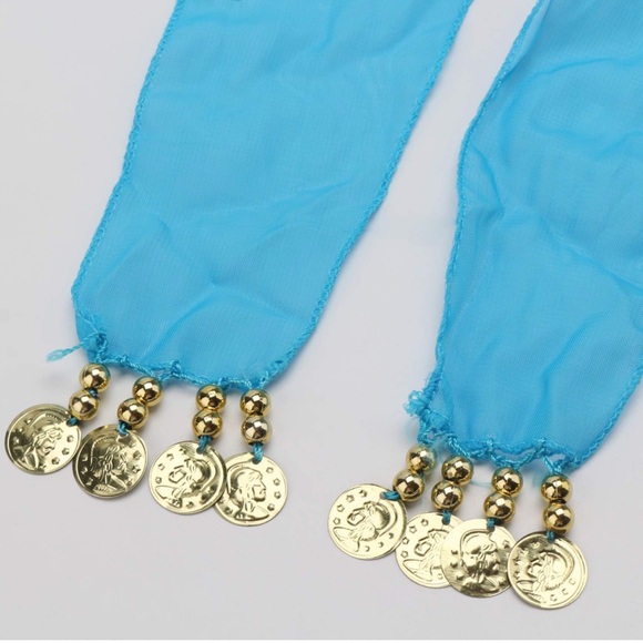 Belly dance hip scarf with gold coins - Picture 2 of 3